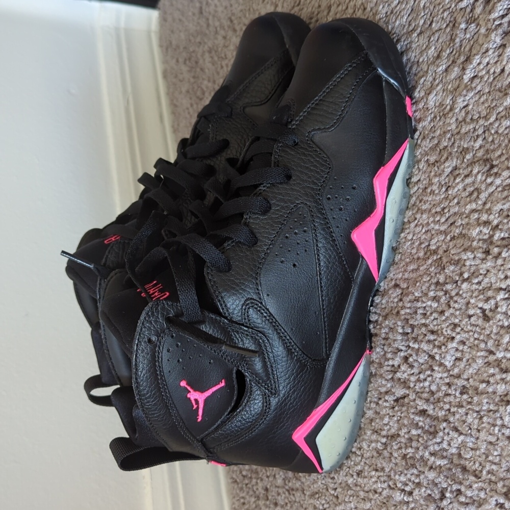 Nike Air Jordan 7 Retro 2016 Black & Pink Basketball High Top Sneakers Size 7Y